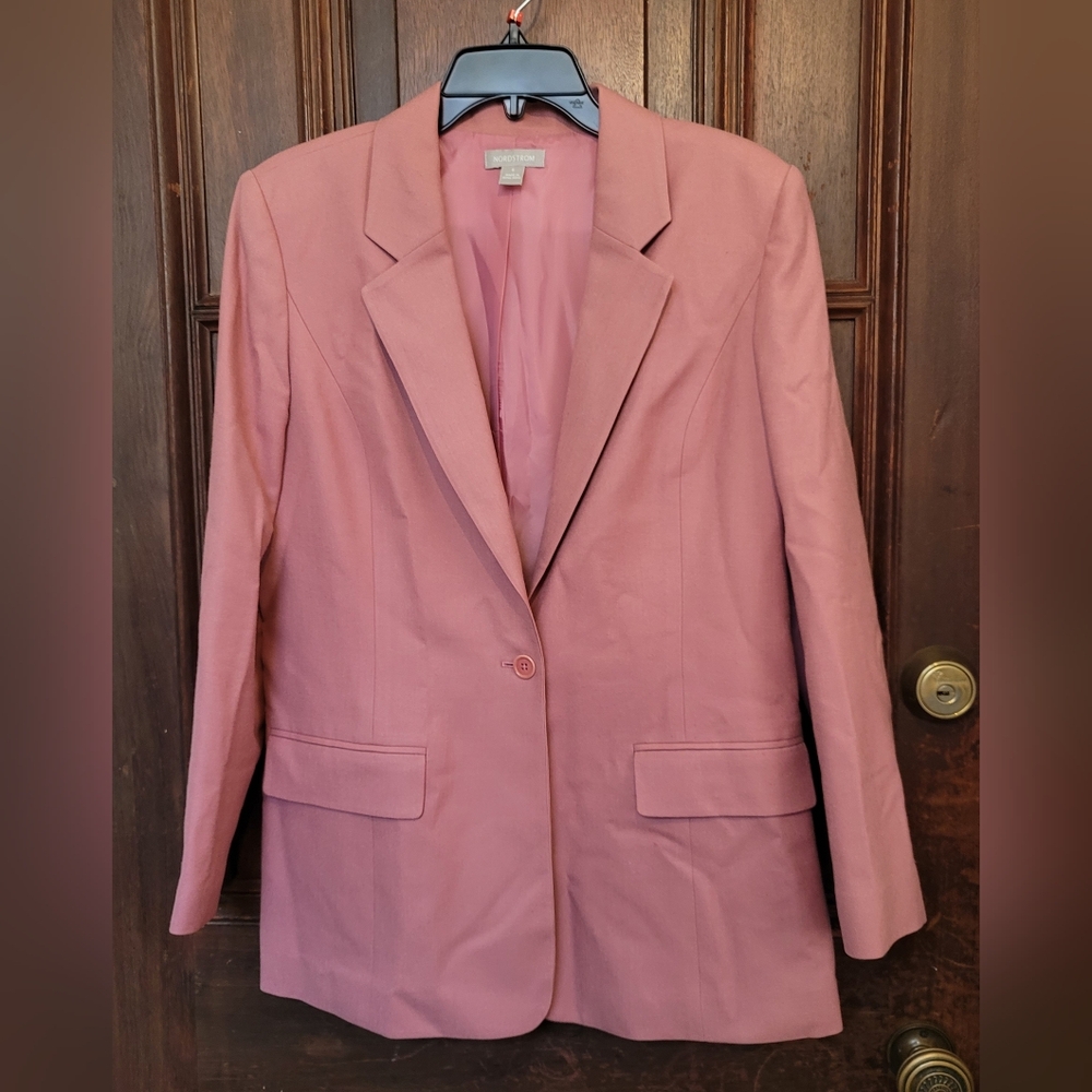 Nordstrom 100% Wool Women's Pink Blazer-Size 8